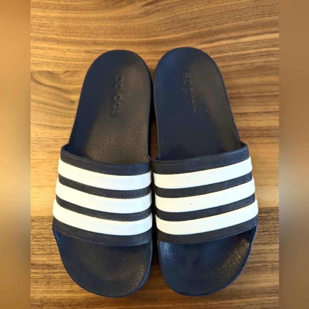 adidas Navy and White Slide Sandals